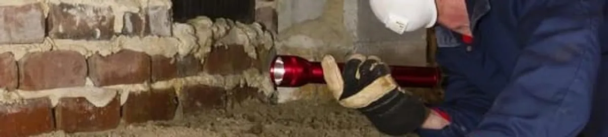 Pest control technician inspecting a crawl space for ant activity and entry points in Syracuse, NY